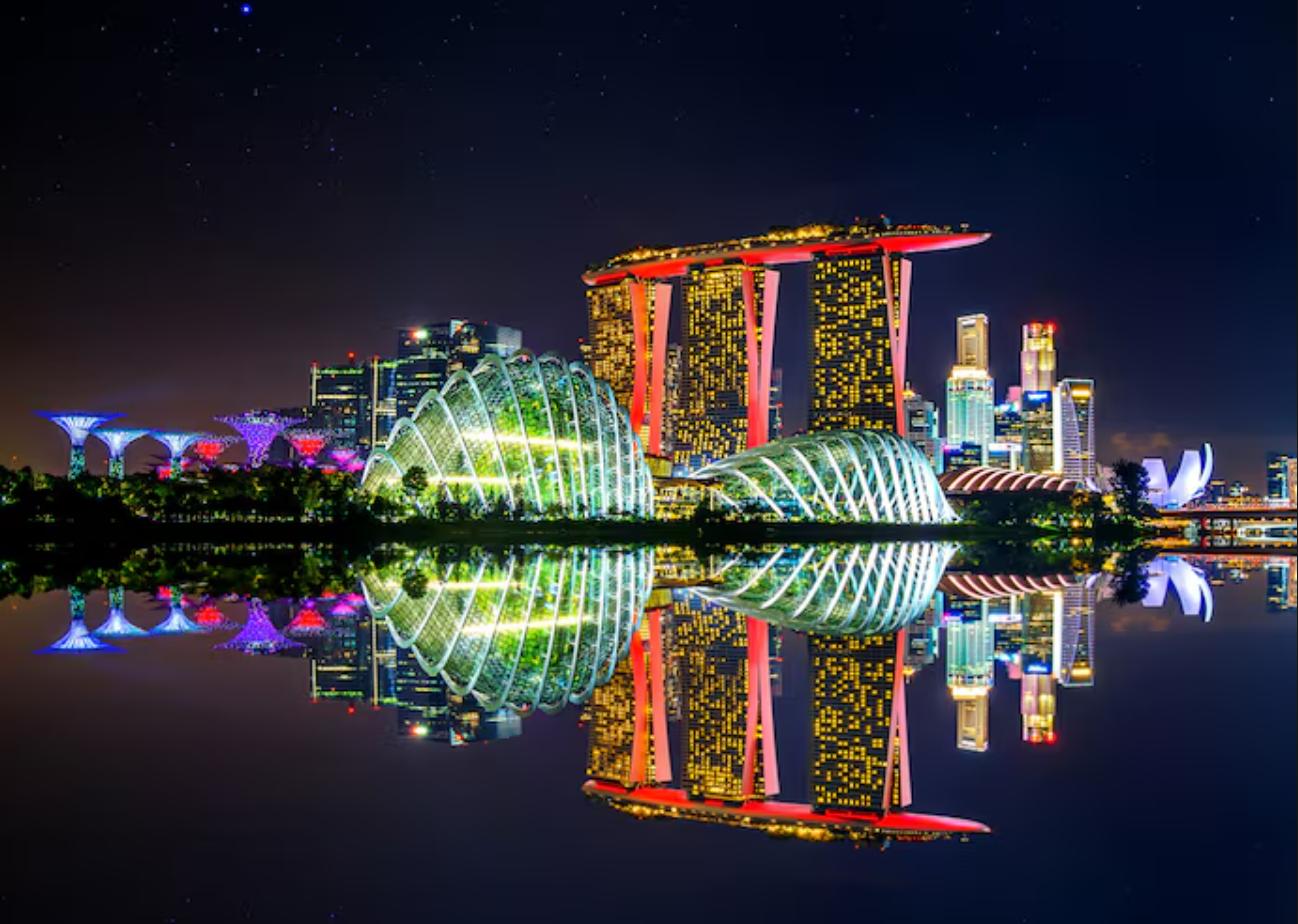 วิวกลางคืนสิงคโปร์ การ์เดนส์บายเดอะเบย์